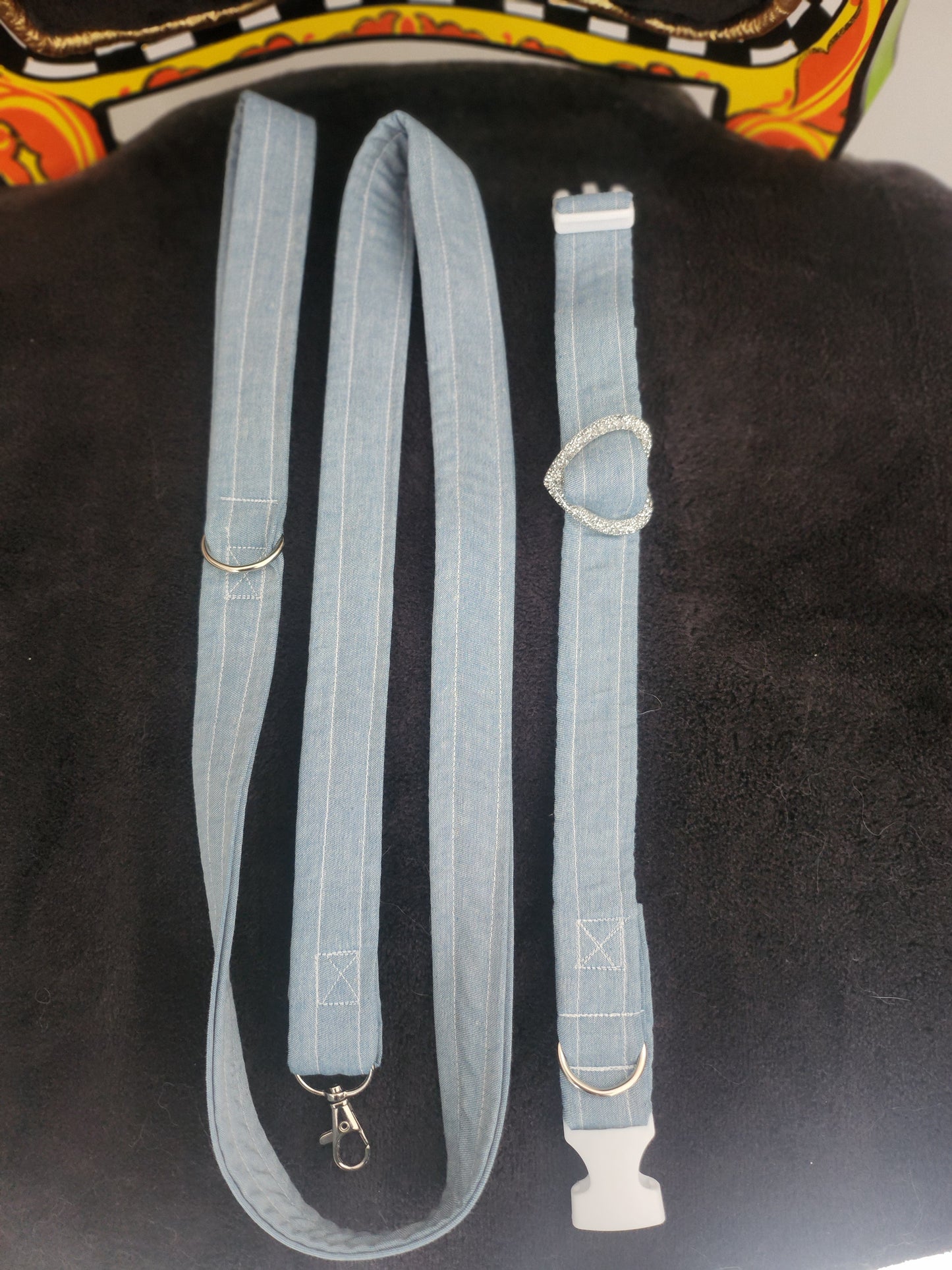 Cotton Denim Heart Pet Collar