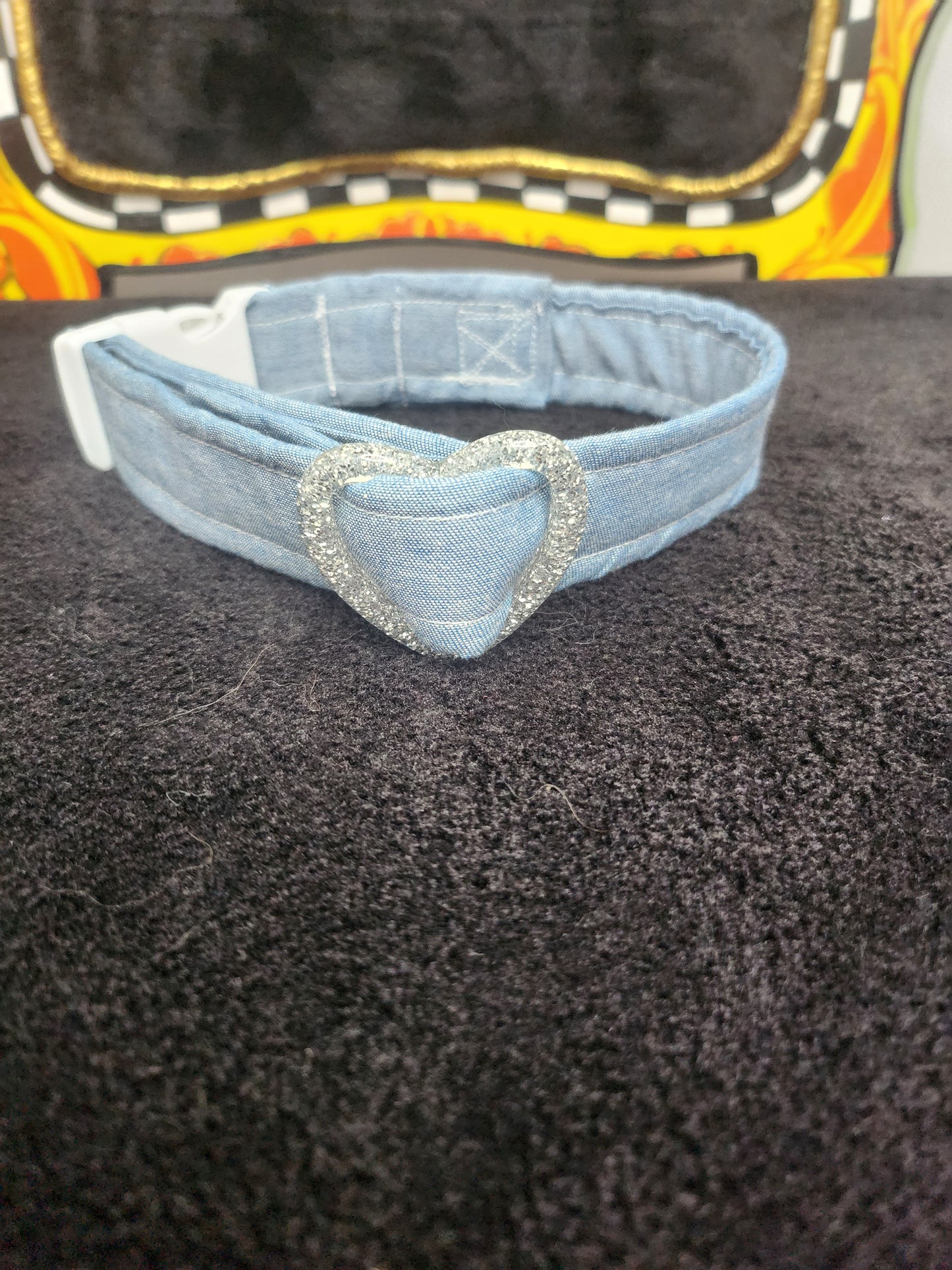 Cotton Denim Heart Pet Collar