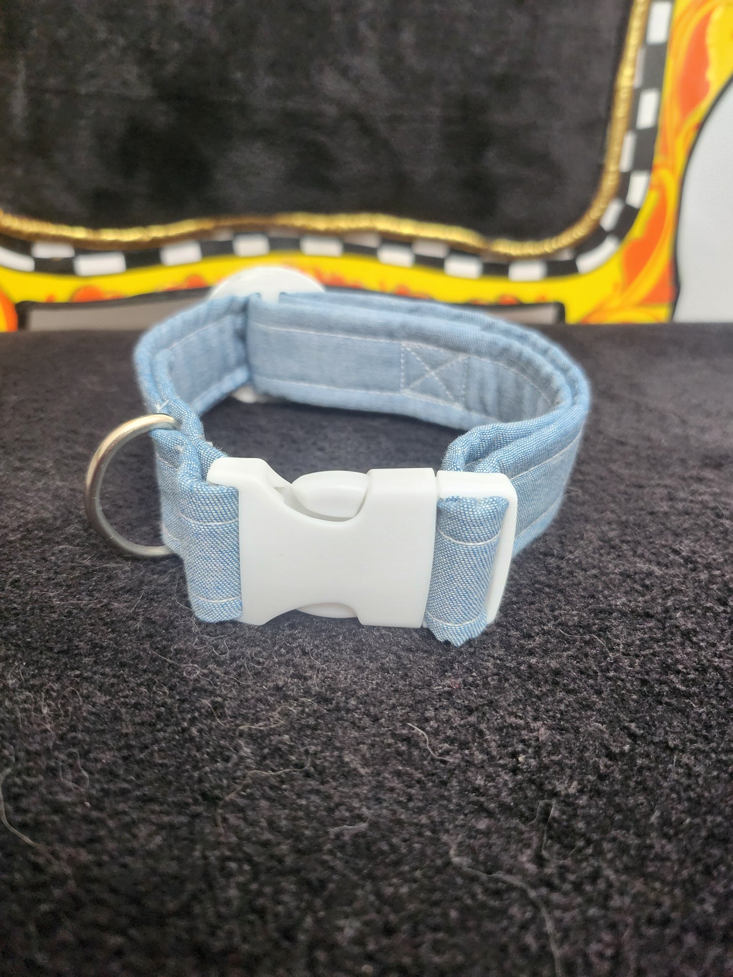 Cotton Denim White Circle Pet Collar