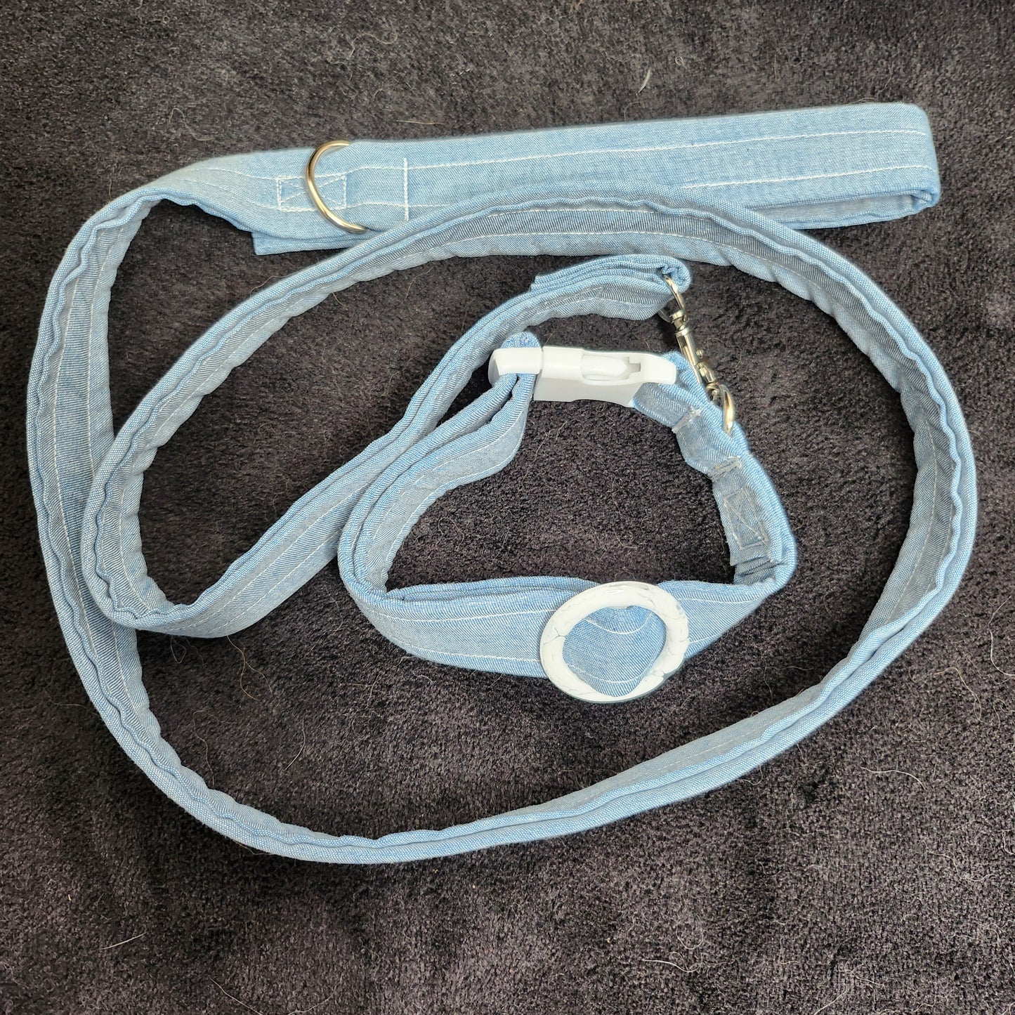 Cotton Denim White Circle Pet Collar